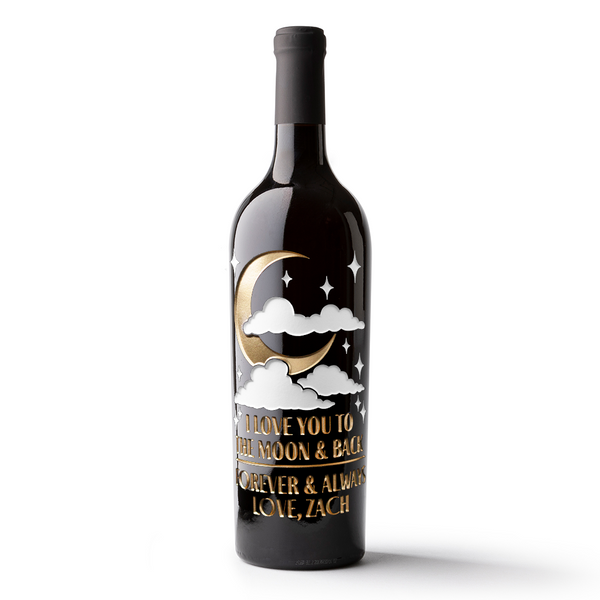 I Love You to the Moon and Back Custom Etched Wine
