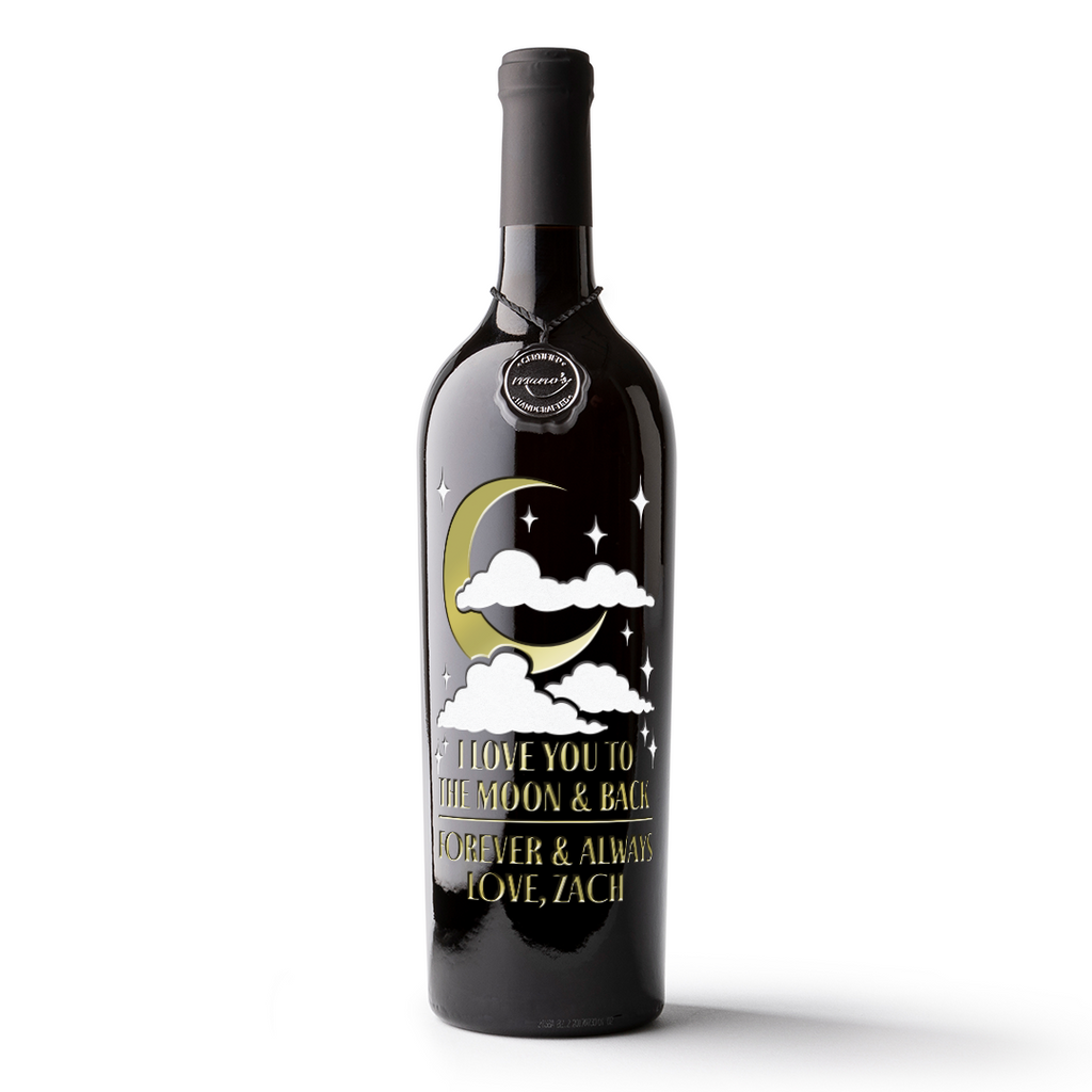I Love You to the Moon and Back Custom Etched Wine
