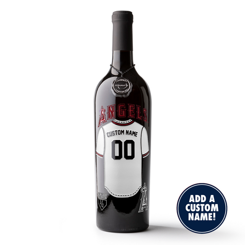 Mano's Wine Los Angeles Angels Custom Jersey Etched Wine bottle