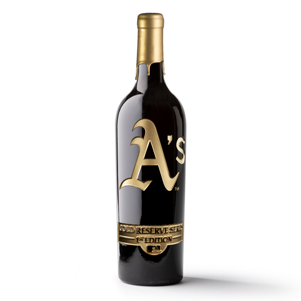 Oakland Athletics Gold Reserve Etched Wine Bottle