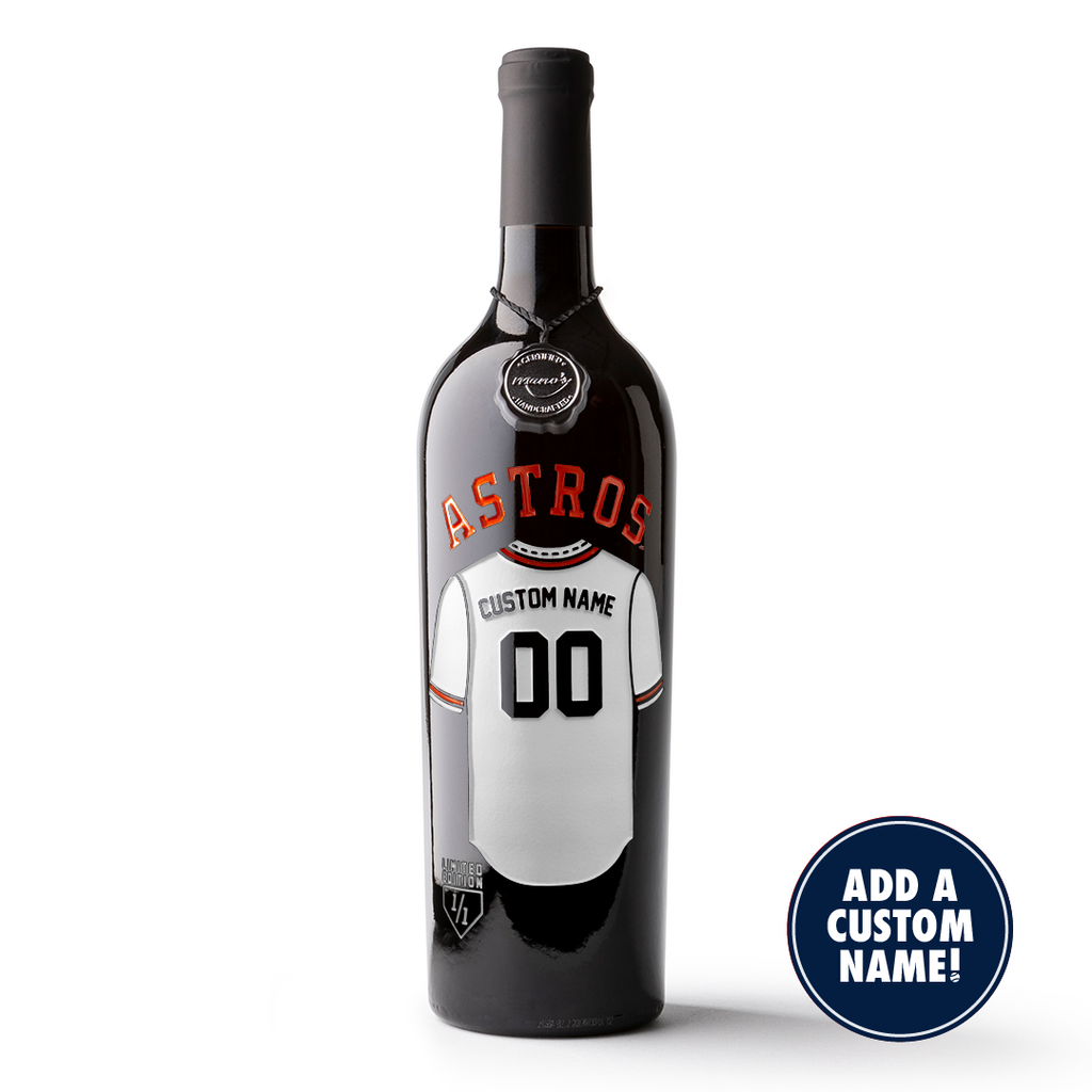Mano's Wine Houston Astros Custom Jersey Etched Wine bottle