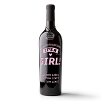 Congratulations it's a girl! custom etched wine from Mano's Wine