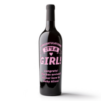 It's a Girl Banner Custom Etched Wine