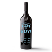 Congratulations it's a boy! custom etched wine from Mano's Wine