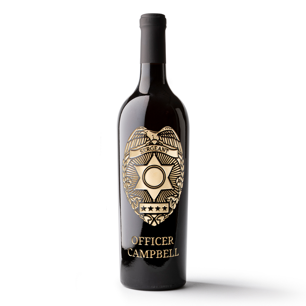 Custom Police Badge Etched Wine