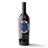 Customize a Mano's Wine bottle with firefighter name and information
