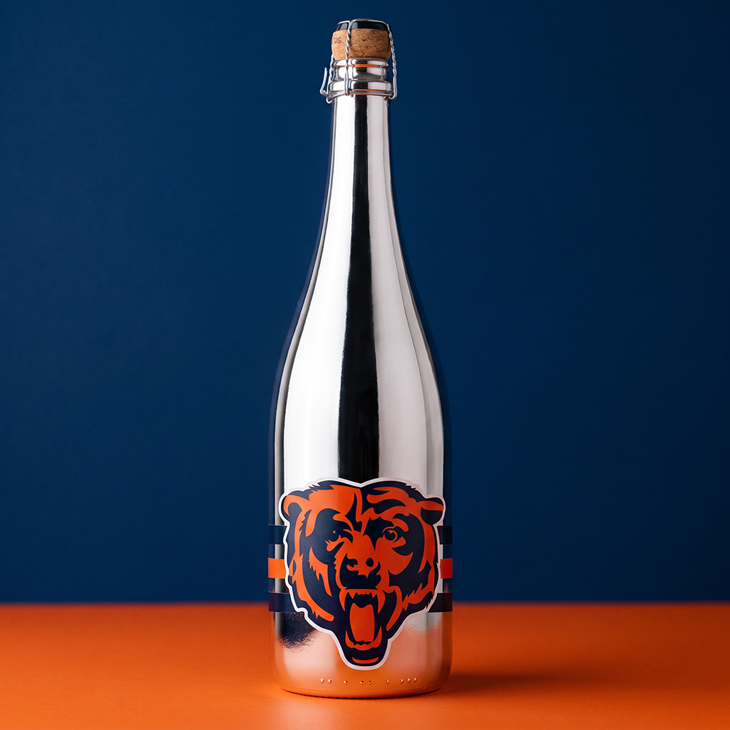 Chicago Bears Logo Metallic Silver Bubbly