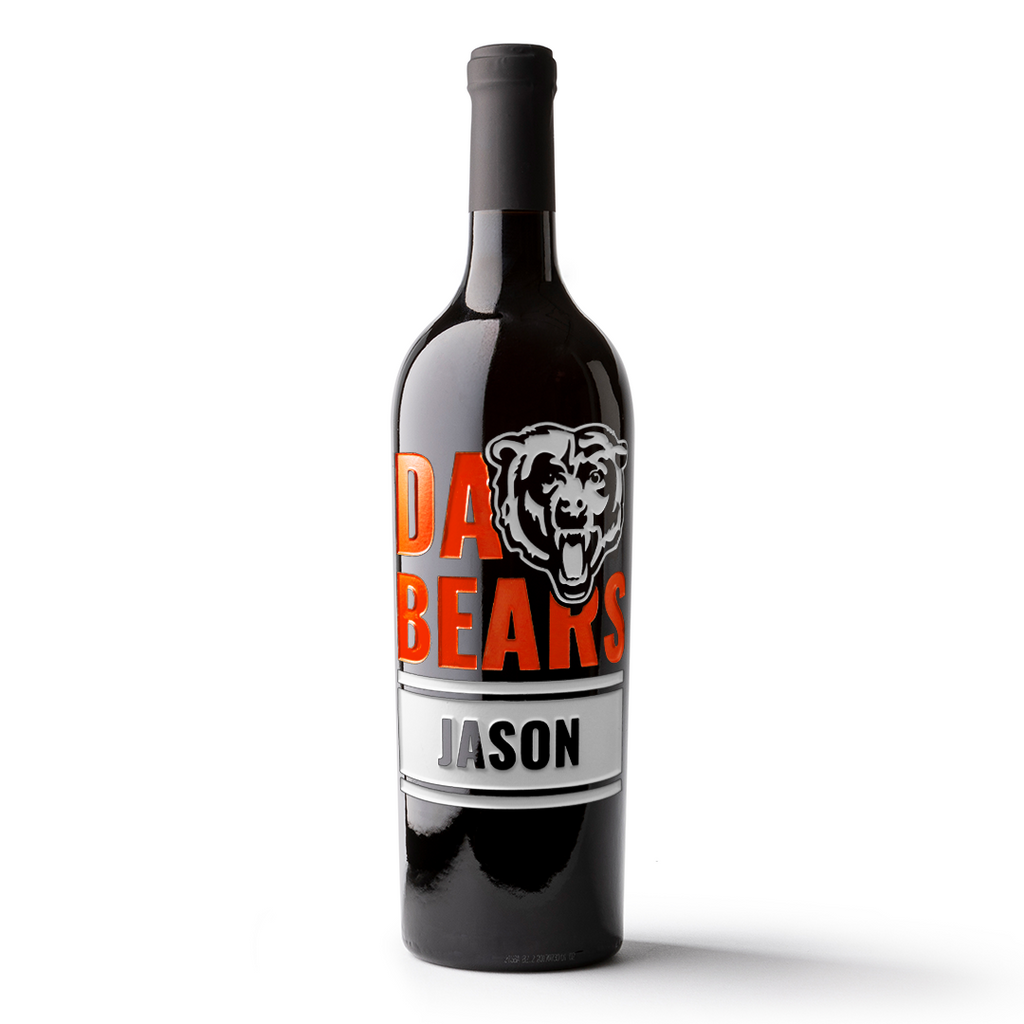 Chicago 'Da Bears' Custom Name Etched Wine
