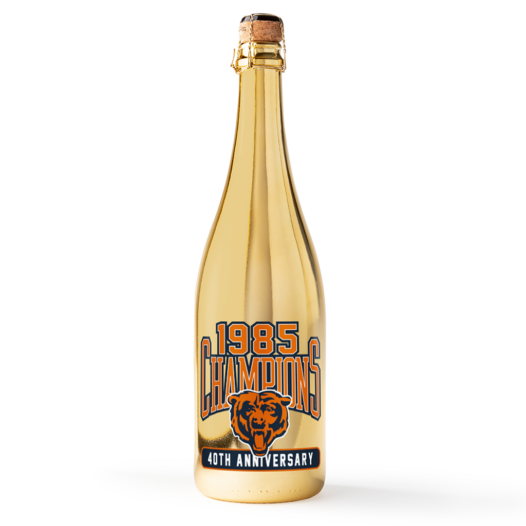 Order 1985 Champions Chicago Bears 40th anniversary bubbly wine bottles from Mano's Wine
