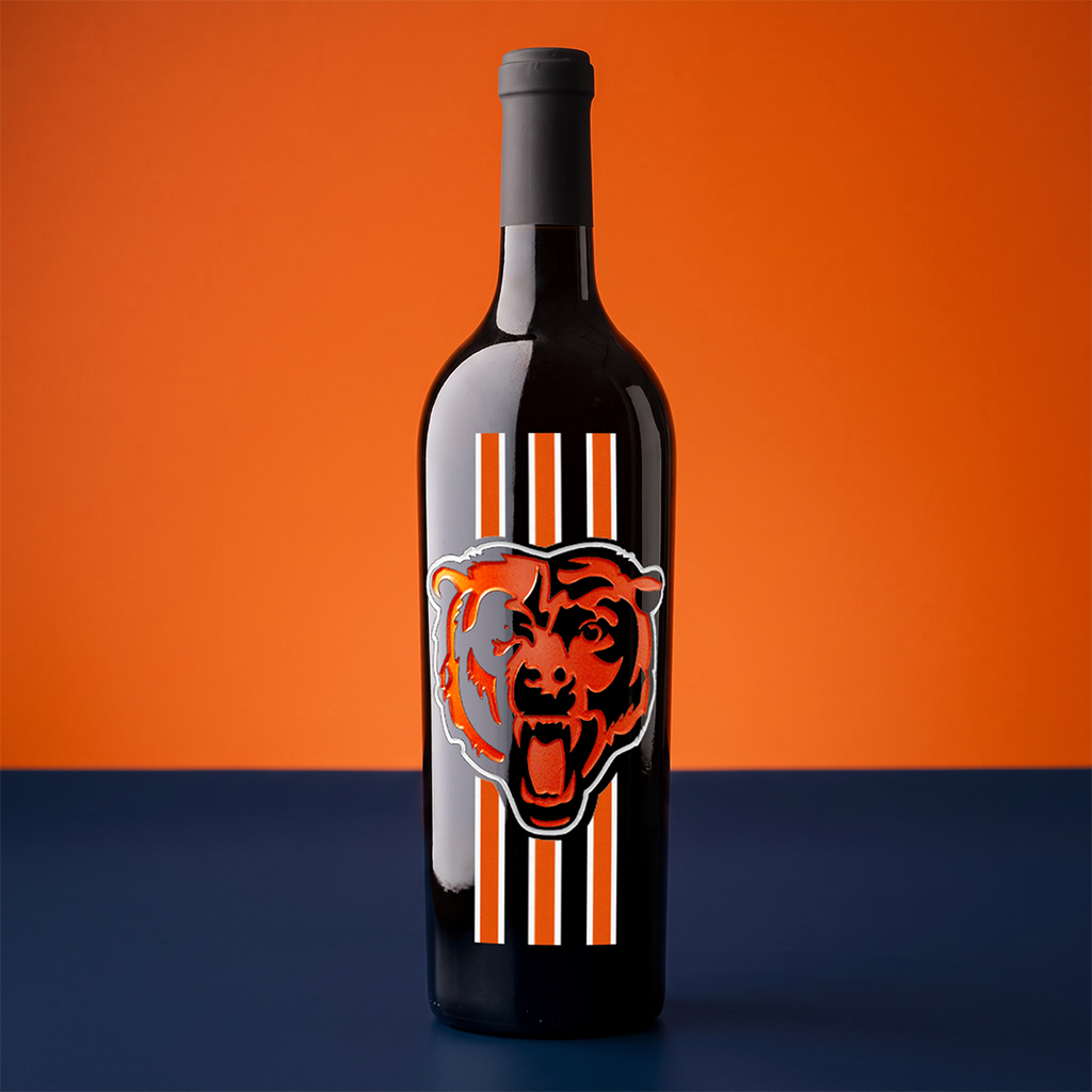 Chicago Bears Stripes Limited Edition 3 Etched Wine