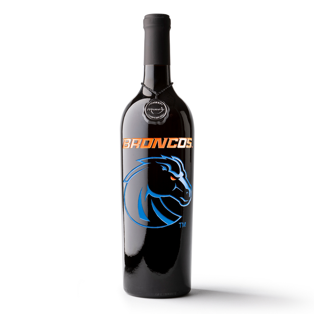 Boise State University Etched Wine