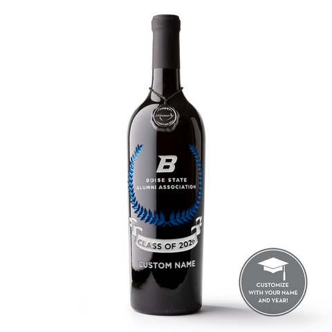 Boise State Custom Alumni Association Etched Wine