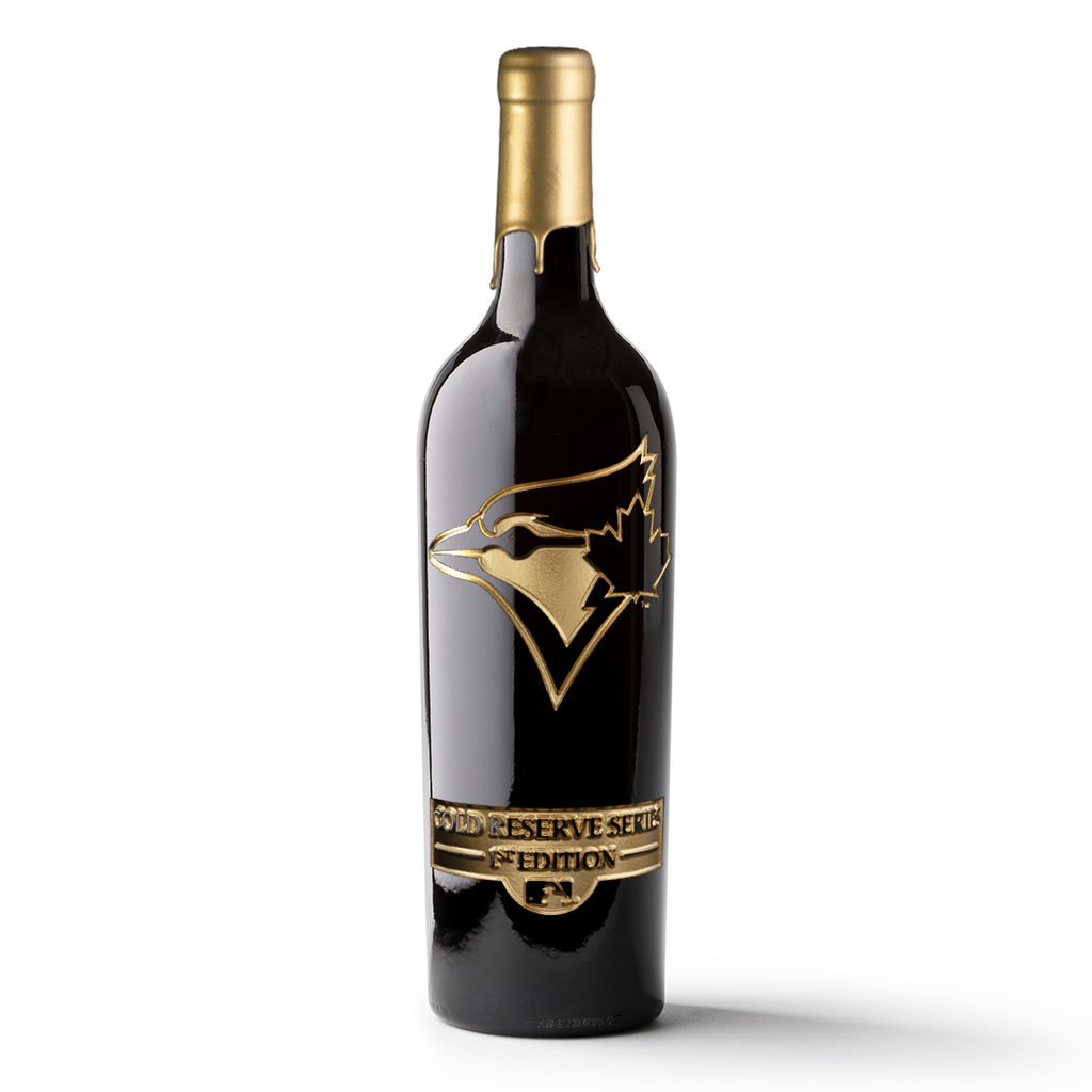 Order Toronto Blue Jays Gold Reserve Etched Wine Bottle from Mano's Wine