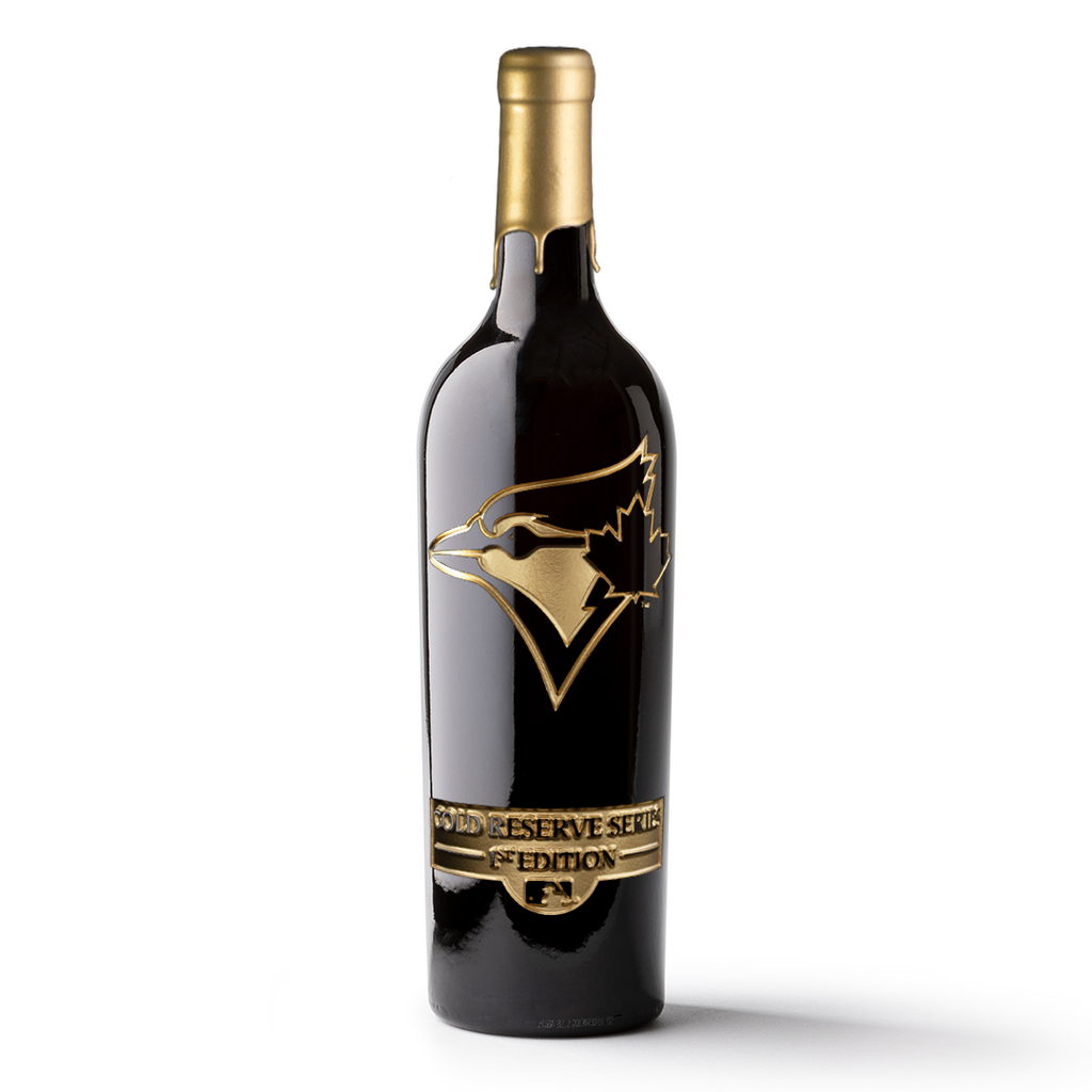 Toronto Blue Jays Gold Reserve Etched Wine Bottle