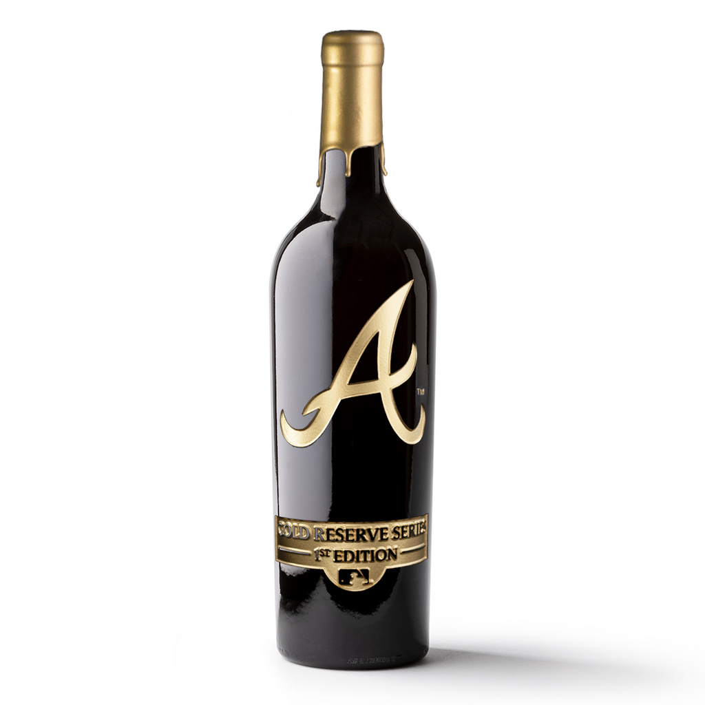 Order Atlanta Braves Gold Reserve Etched Wine Bottle from Mano's Wine