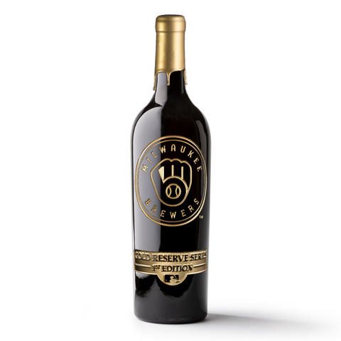 Order Milwaukee Brewers Gold Reserve Etched Wine Bottle from Mano's Wine