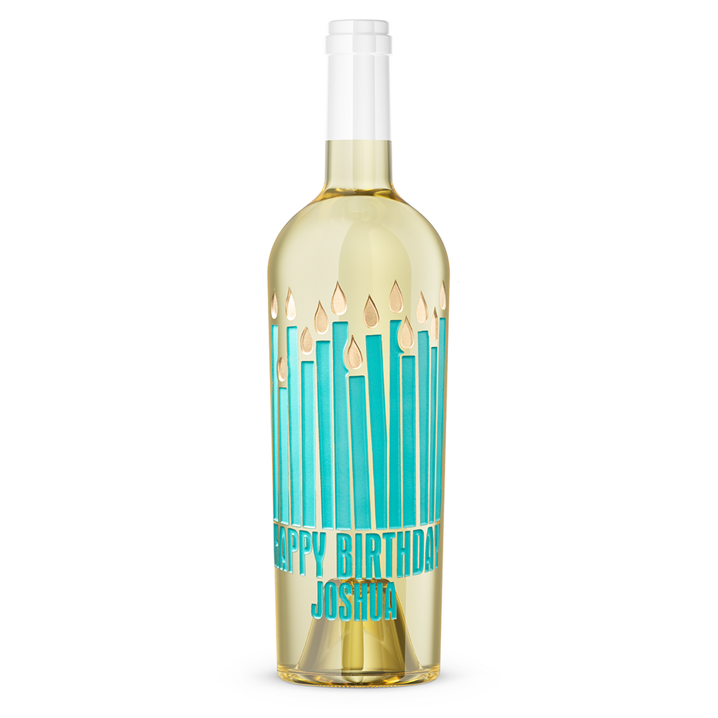 Happy Birthday Candles Chardonnay Custom Etched Wine