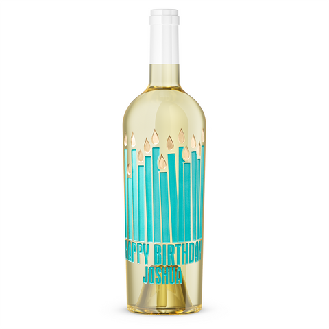 Happy Birthday Candles Chardonnay Custom Etched Wine