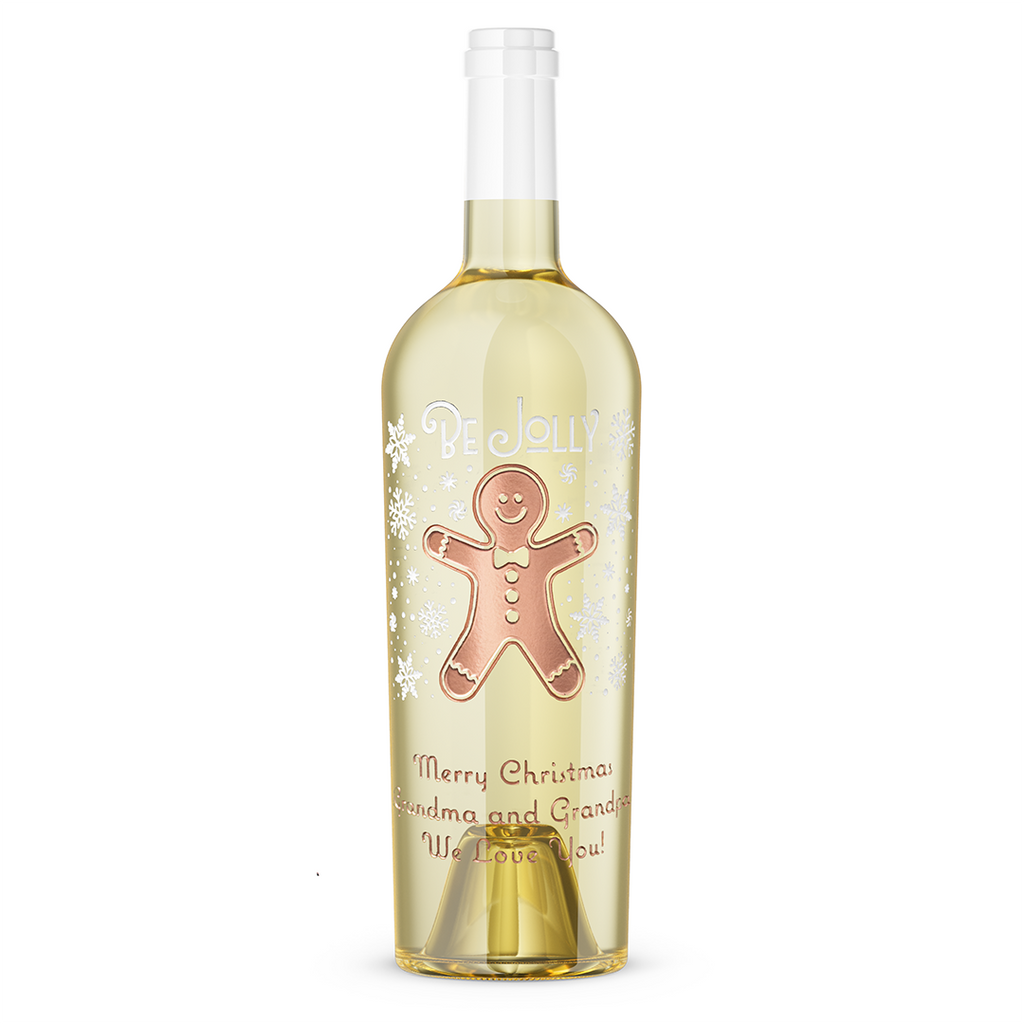 Be Jolly Gingerbread Chardonnay Custom Etched Wine