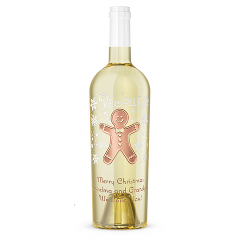 Be Jolly Gingerbread Chardonnay Custom Etched Wine