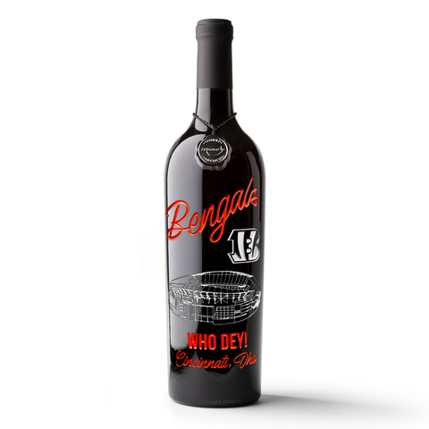 Cincinnati Bengals Stadium Etched Wine Bottle