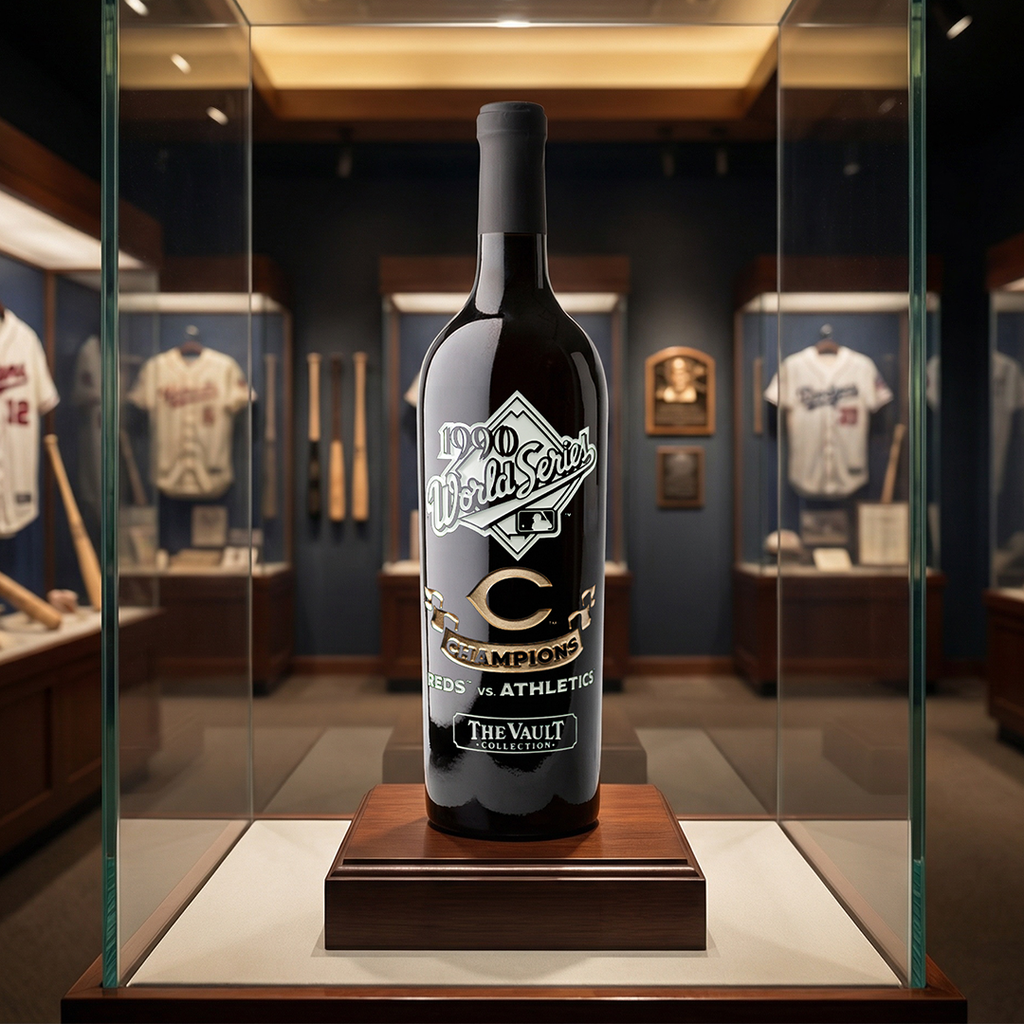 Cincinnati Reds 1990 World Series Vault Etched Wine