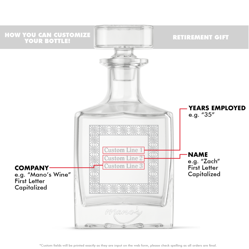 Custom Text in Frame Crystal Glass Decanter