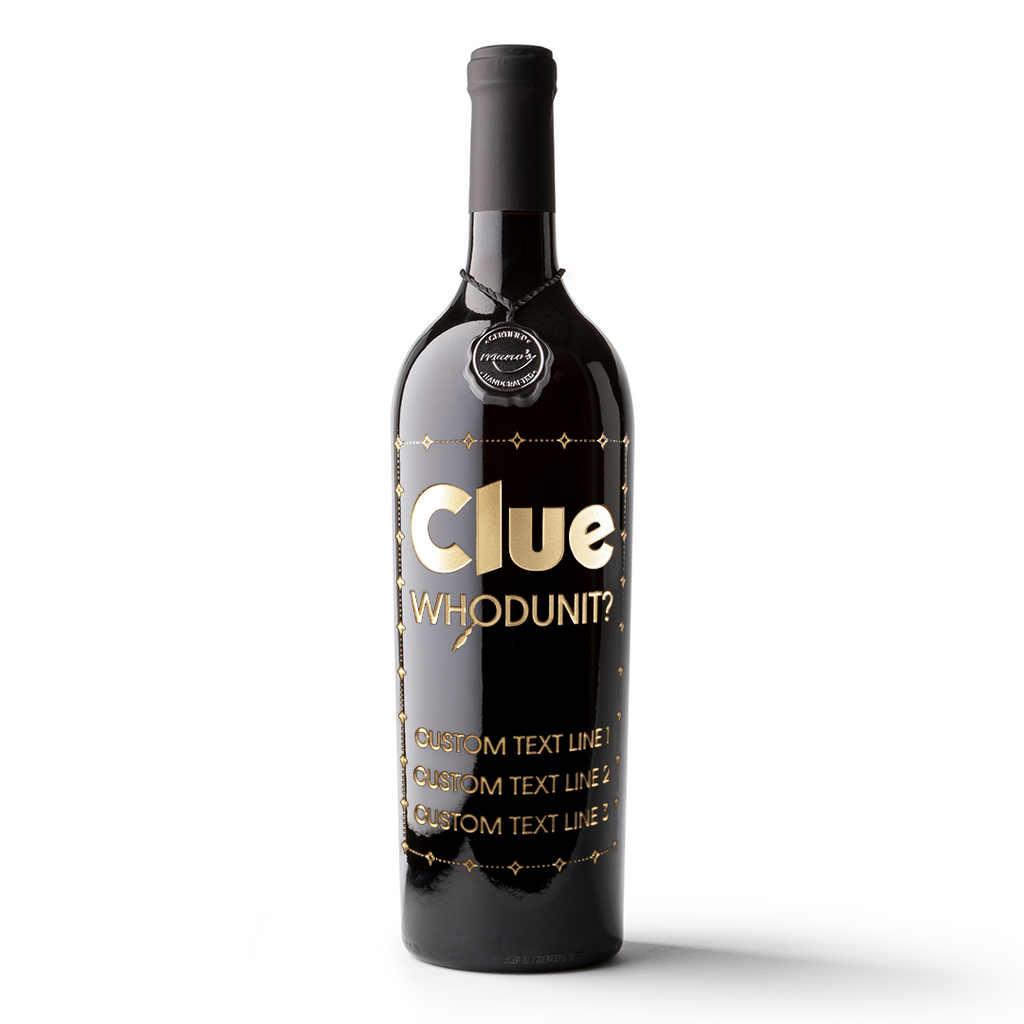 Clue Whodunit Custom Etched Wine Bottle