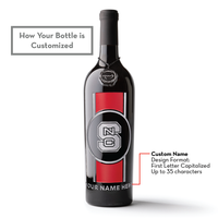 Mano's Wine NC State custom etched wine cabernet sauvignon bottle