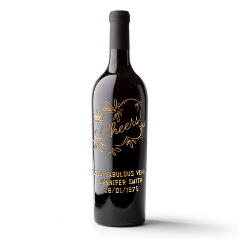 Decorative Cheers! Custom Etched Wine