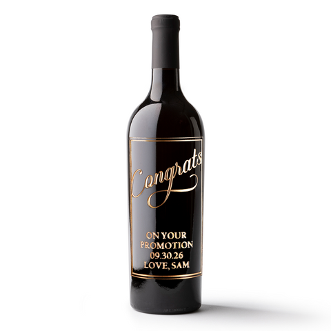 Congrats Script Custom Etched Wine