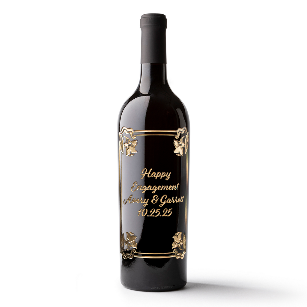 Floral Frame Custom Etched Wine