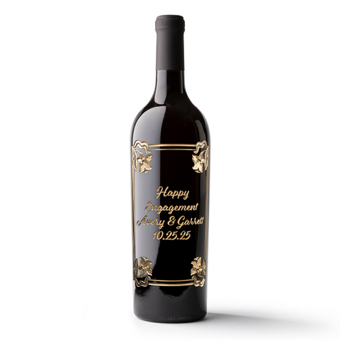 Floral Frame Custom Etched Wine