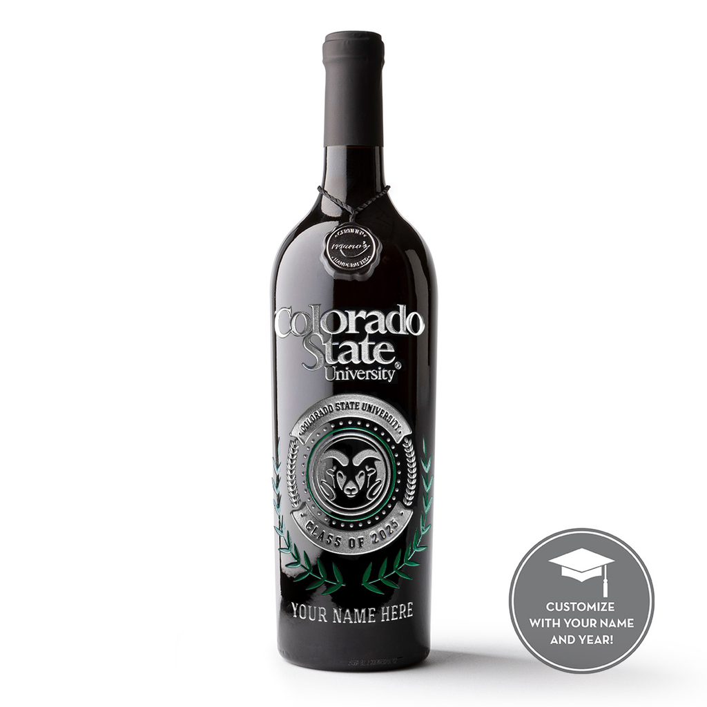 Colorado State University Custom Alumni Etched Wine Bottle