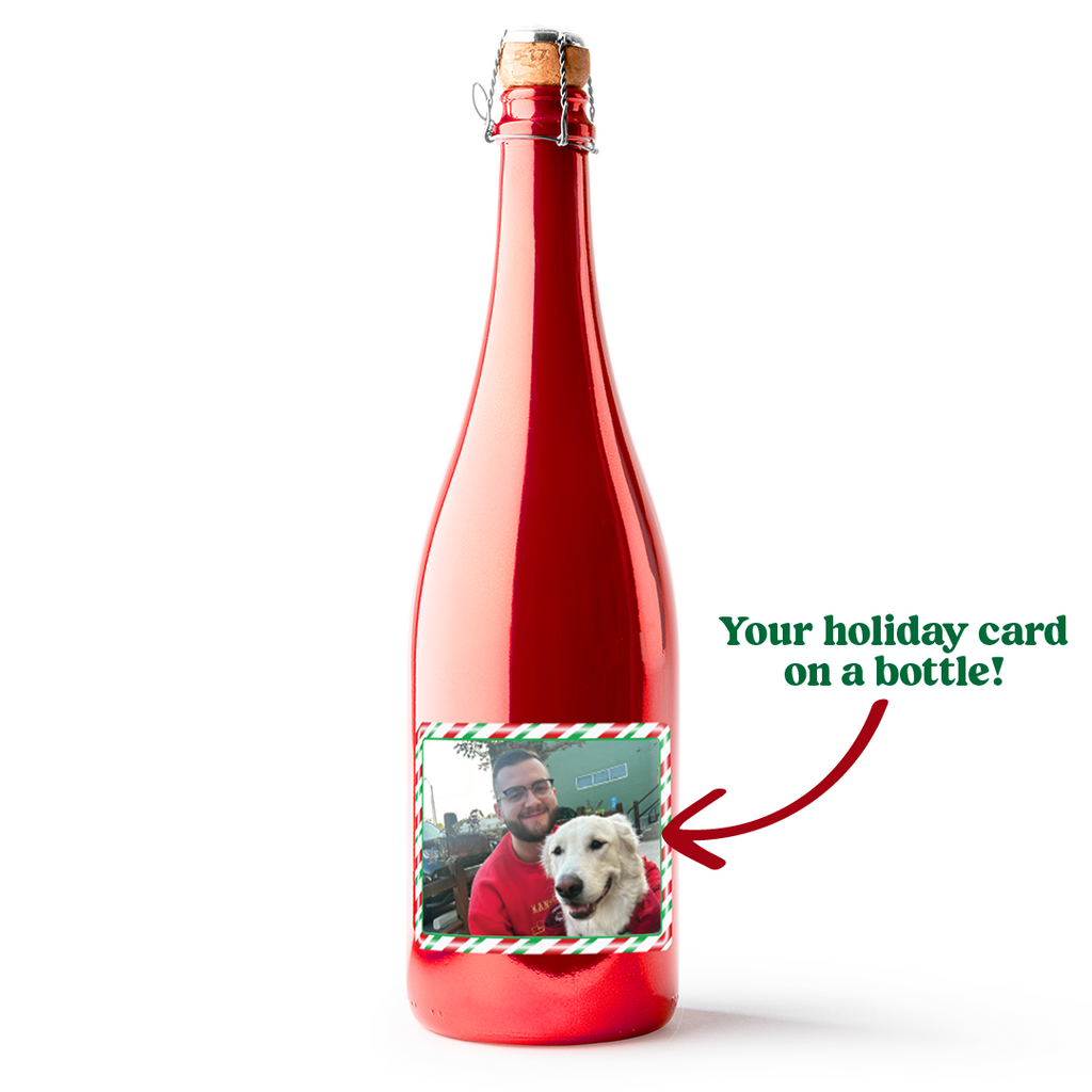 Candy Cane Photo Label Metallic Red Bubbly