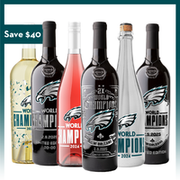 Mano's Wine Philadelphia Eagles 2024 World Champions wine collectors pack of 6 wine bottles