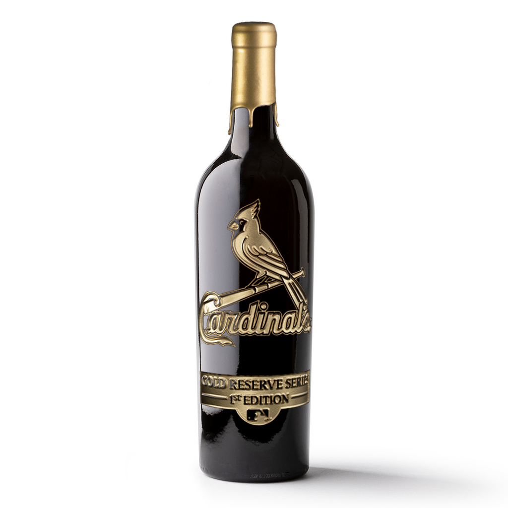 Order St. Louis Cardinals Gold Reserve Etched Wine Bottle from Mano's Wine