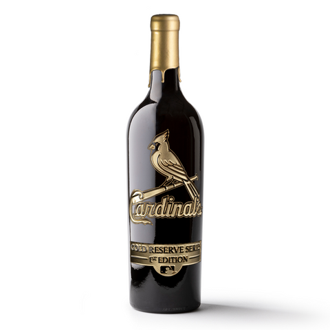 Order St. Louis Cardinals Gold Reserve Etched Wine Bottle from Mano's Wine