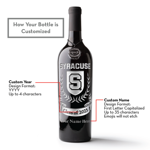 Syracuse University Custom Alumni Etched Wine