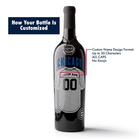 Chicago Cubs Custom Jersey Etched Wine