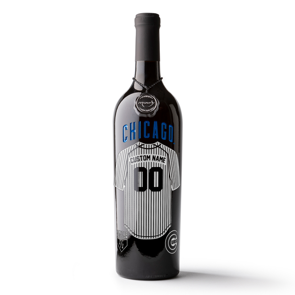 Chicago Cubs Custom Jersey Etched Wine
