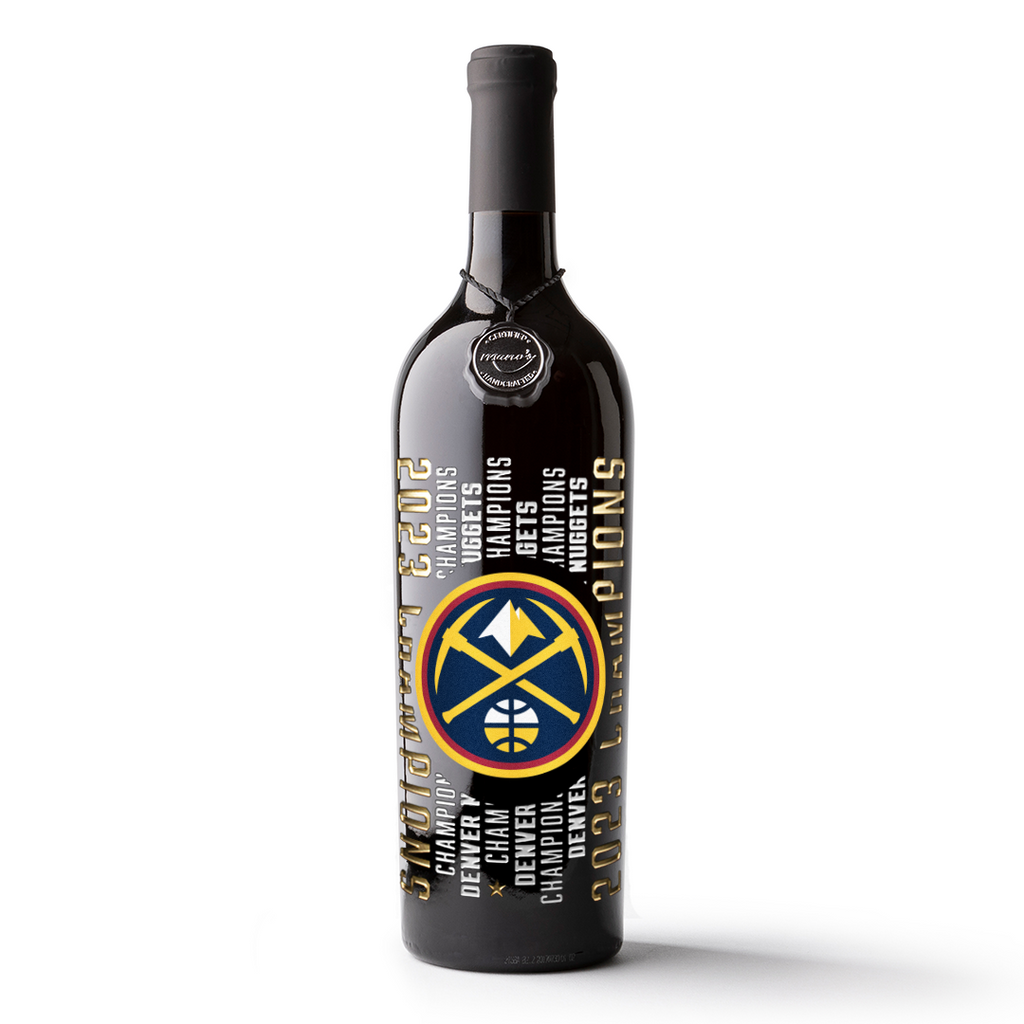 Denver Nuggets 2023 Champions Etched Wine