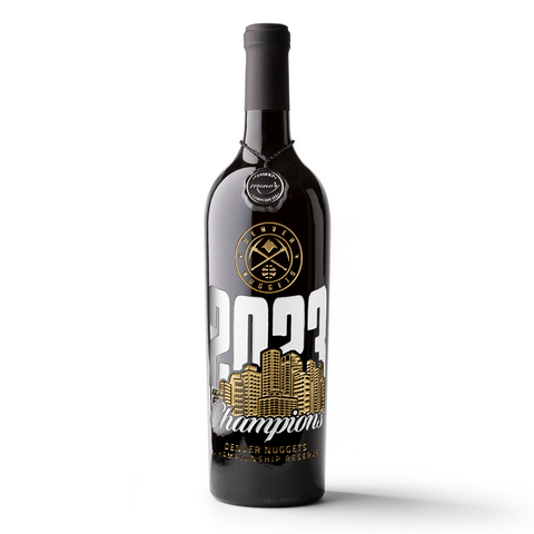 Denver Nuggets 2023 Champions Skyline Etched Wine