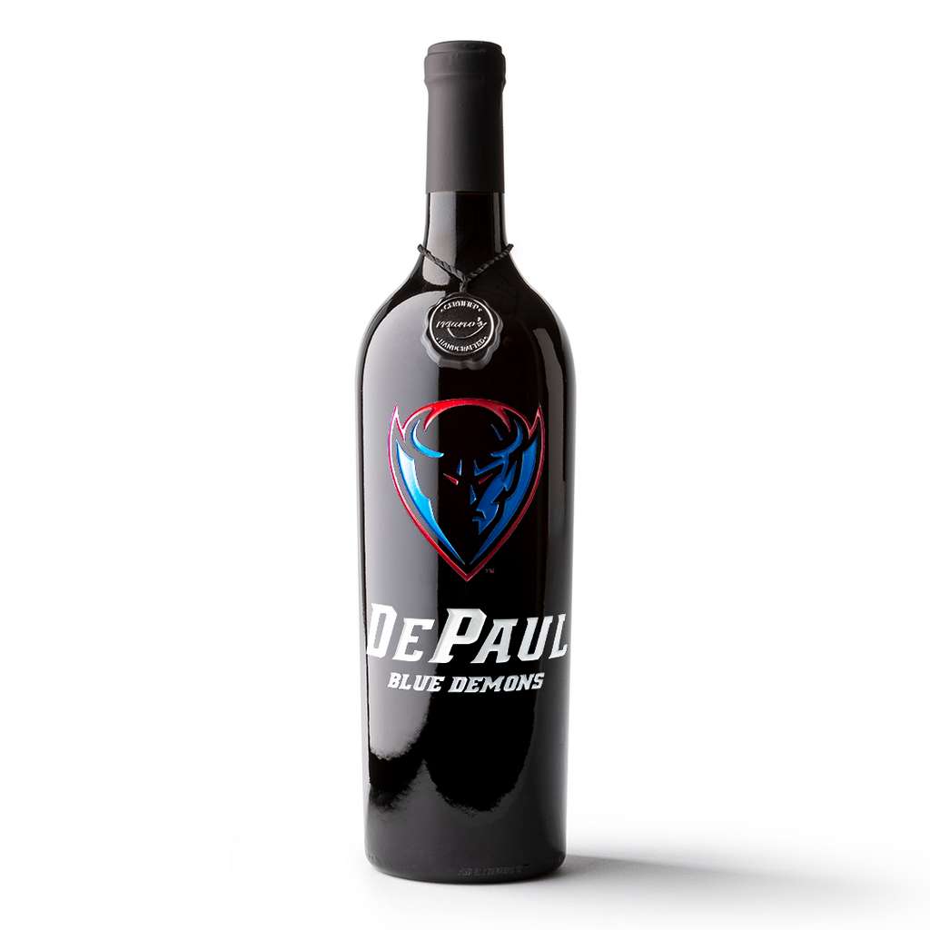 DePaul University Etched Wine Bottle