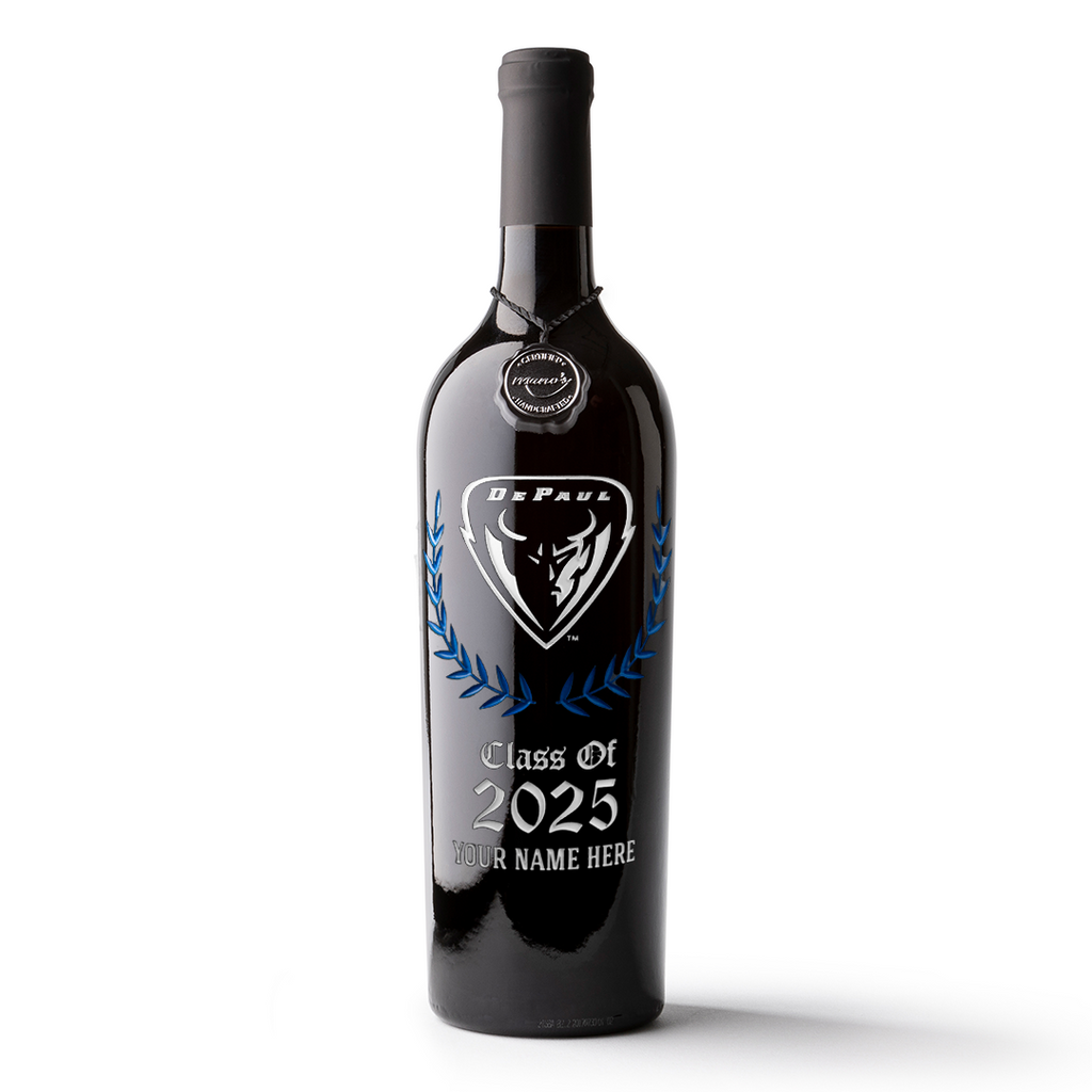 DePaul University Custom Alumni Etched Wine Bottle