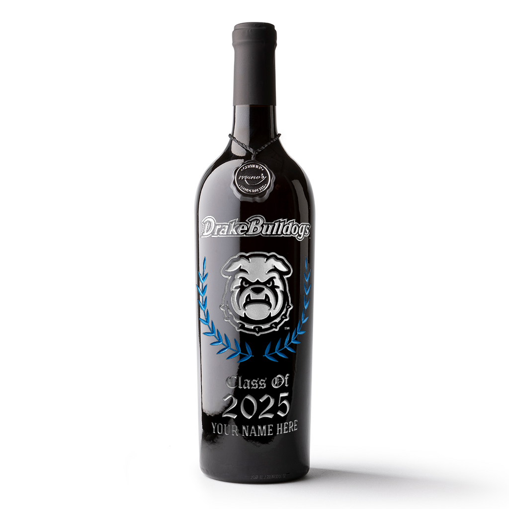 Drake University Custom Alumni Etched Wine
