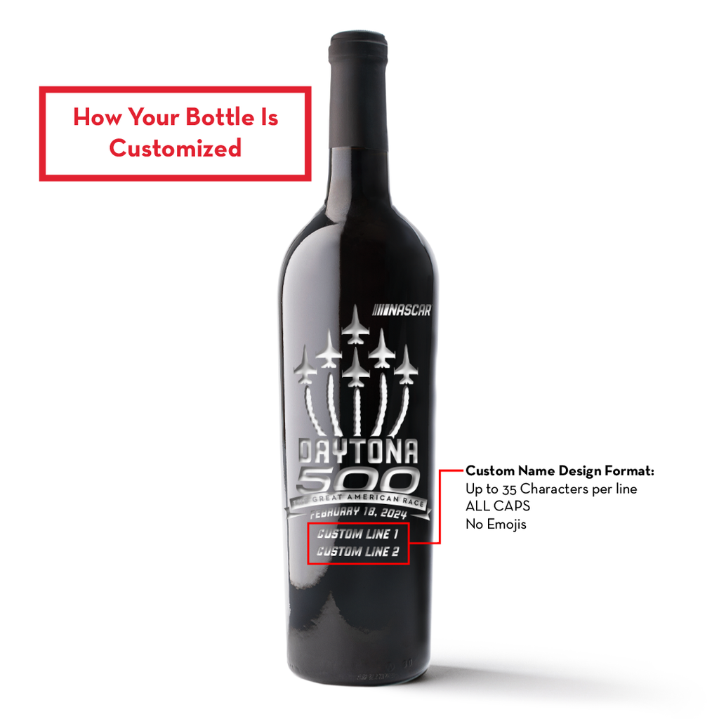 2024 Daytona 500 Custom Etched Wine Bottle