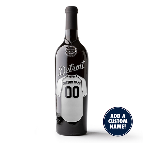 Mano's Wine Detroit Tigers Custom Jersey Etched Wine bottle