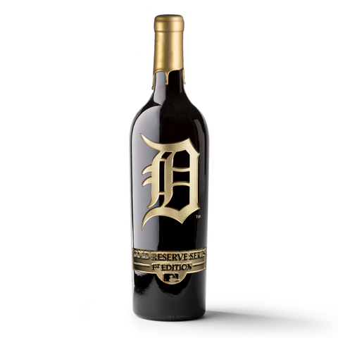 Detroit Tigers Gold Reserve Etched Wine Bottle