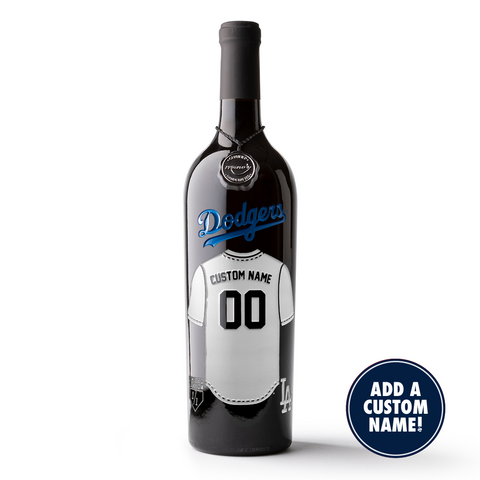 Mano's Wine Los Angeles Dodgers Custom Jersey Etched Wine bottle